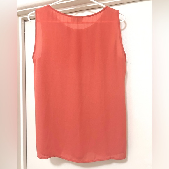 Loft Outlet Coral Flowy Pleated Sleeveless Tank Top Blouse Size Medium - Picture 6 of 6